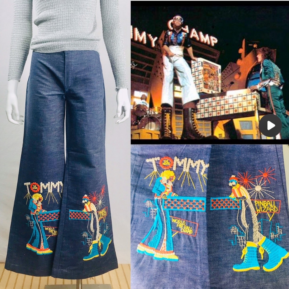 Vintage Bell Bottoms pinball wizard embroidered RARE!!